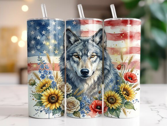 American Flag Wolf Floral Tumbler Wrap Review
