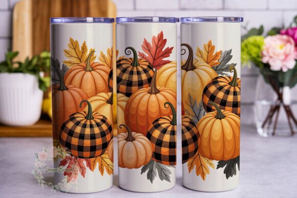 Autumn Pumpkin Plaid Tumbler Wrap Graphics for Crafters