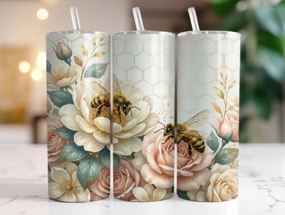 Bee Floral Honeycomb Tumbler Wrap Graphics Review