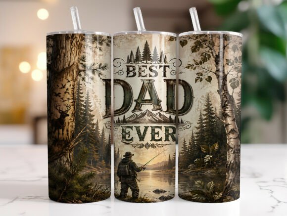 Best Dad Ever 20oz Tumbler Wraps PNG Graphics