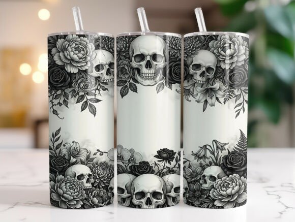 Black White Skull Floral Tumbler Wrap Review