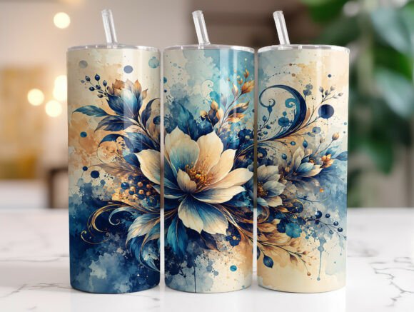 Blue Floral Watercolor Tumbler Wrap: Graphics & Tumbler Wraps Review