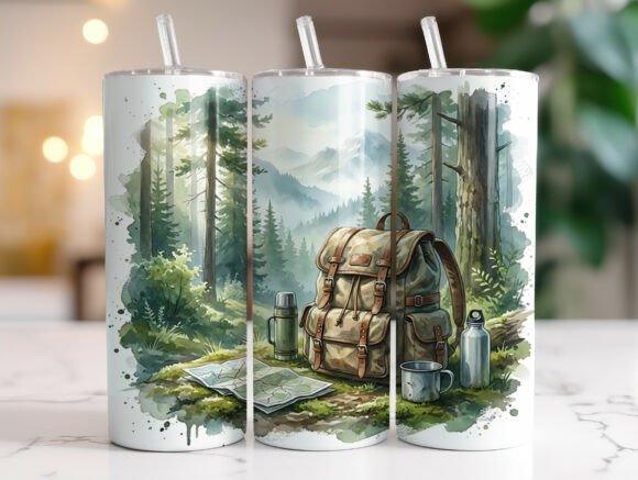 Camping Hiking 20oz Tumbler Wraps PNG Graphics Review