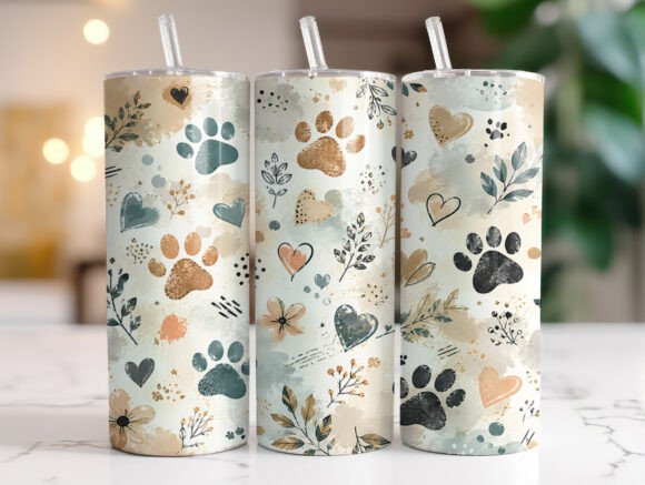 Dog Paw Print 20oz Tumbler Wrap PNG Graphics for Tumbler Wraps