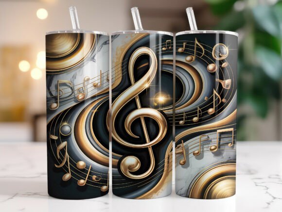Gold Music Notes Marble Tumbler Wrap Graphics Review