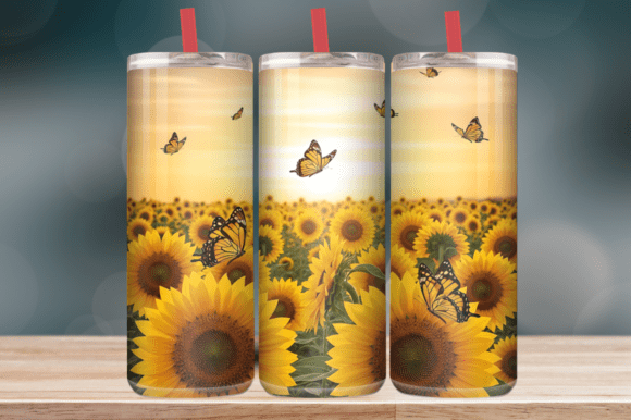 Golden Sunflower Butterfly Tumbler Wrap: Graphics Review for Publishers
