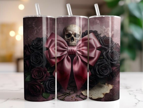 Gothic Bow Skull Tumbler Wrap Graphics Review