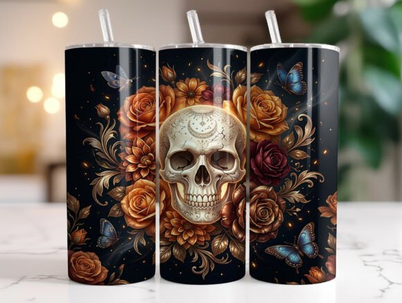 Gothic Rose Skull Butterfly Tumbler Graphics Review
