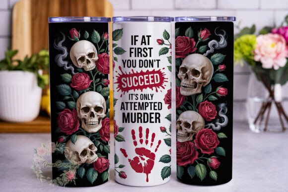 Gothic Skull Rose Tumbler Graphics for Branding
