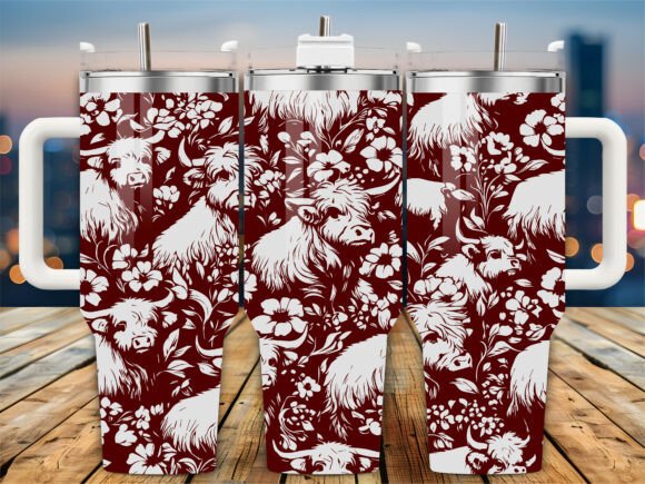 Highland Cow Pattern 40oz: Graphics & Crafts
