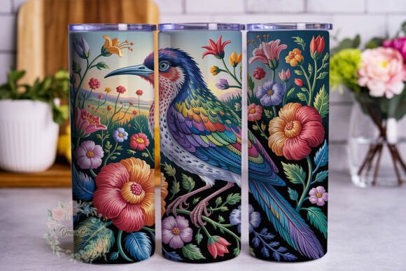 Hummingbird Floral Garden Tumbler Wraps Graphics