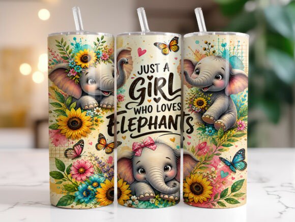 Just a Girl Who Loves Elephants Tumbler Wraps and Graphics