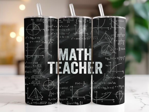 Math Teacher Tumbler Wrap Graphics for Editorial Design