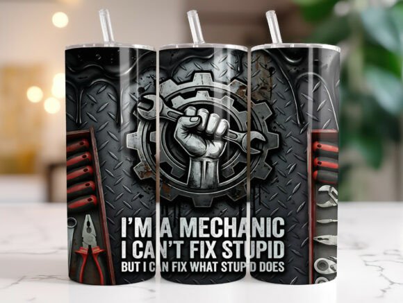 Mechanic 20oz Skinny Tumbler Wrap PNG Graphics for Tumbler Wraps