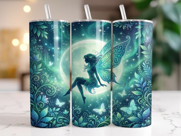 Mystical Night Fairy Moonlight Tumbler Graphics for Tumbler Wraps