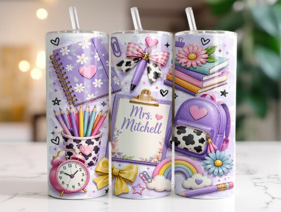 Pastel Teacher 20oz Skinny Tumbler Wrap: Graphics Review