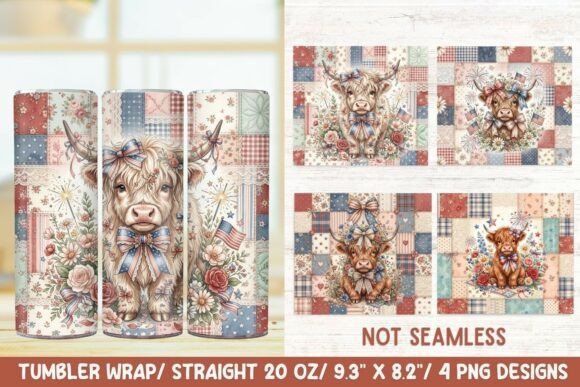 Patriotic Highland Cow Tumbler Design Review