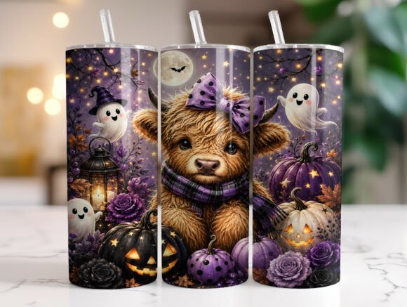 Pumpkin Season Highland Cow Tumbler Wraps & Graphics