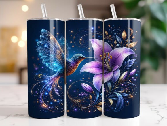Purple Lily Hummingbird Tumbler Graphics & Wraps