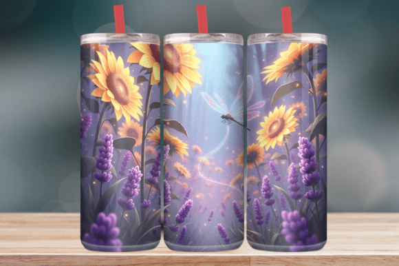 Sunflower with Dragonfly: Graphics & Tumbler Wraps