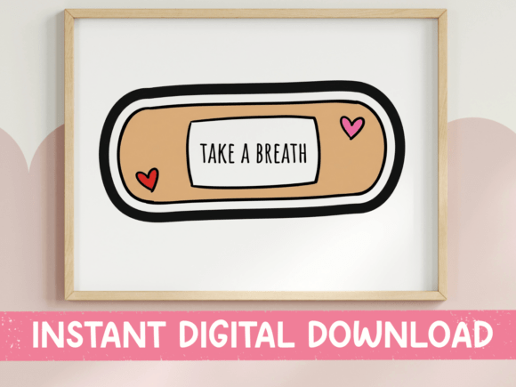 Take a Breath Bandage Mental Health SVG: Graphics & T-Shirt Designs