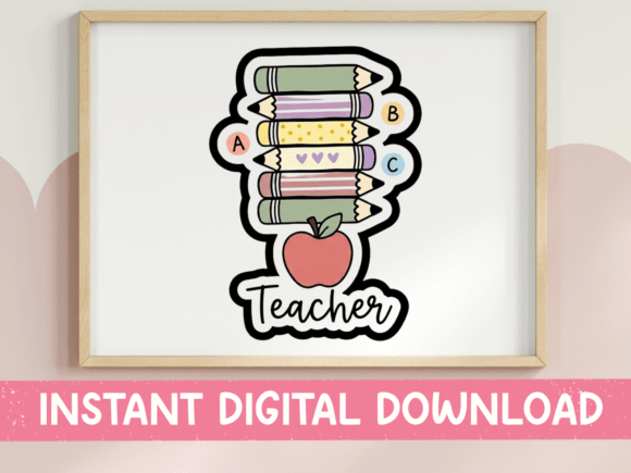 Teacher Pencil Stack Apple SVG for T-Shirt Graphics