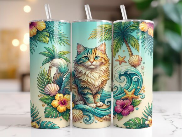 Tropical Beach Cat Tumbler Wrap: Graphics Review