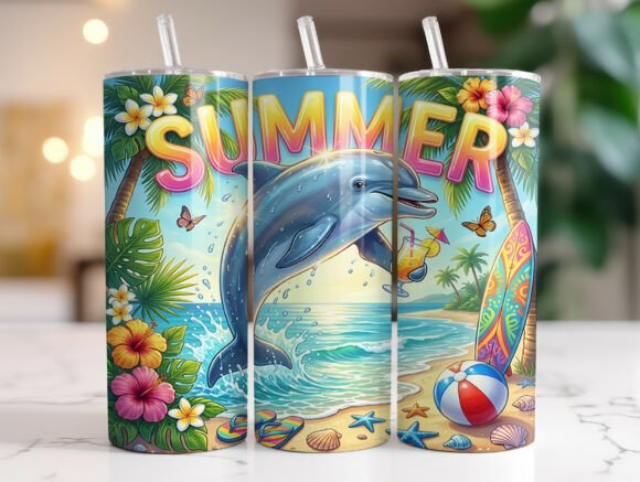 Tropical Dolphin Beach Summer Tumbler Graphics Review