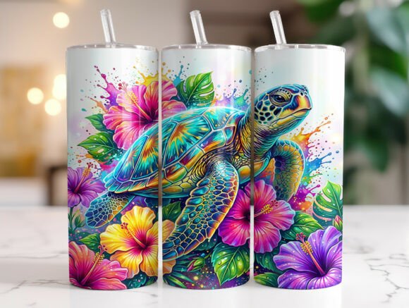 Tropical Sea Turtle Floral Tumbler Wrap: Graphics & Tumbler Wraps Review