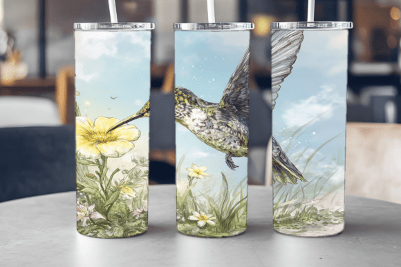 Wildflower Hummingbird Tumbler Graphics and Tumbler Wraps
